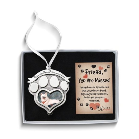 You Left Paw Prints On My Heart Memorial Holds 2 inch Photo Ornament - Picture 1 of 3